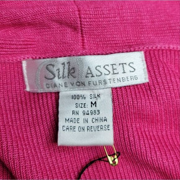 Diane Von Furstenburg Pink Silk Open Cardigan Floral Embroidery Split Cuffs NWT - Picture 8 of 14